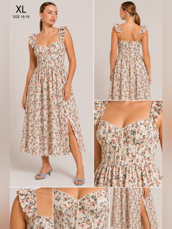 Astr Dresses & Skirts - ASTR The Label Wedelia Floral Bustier Midi Dress XL NWT Corset Lace-Up Back